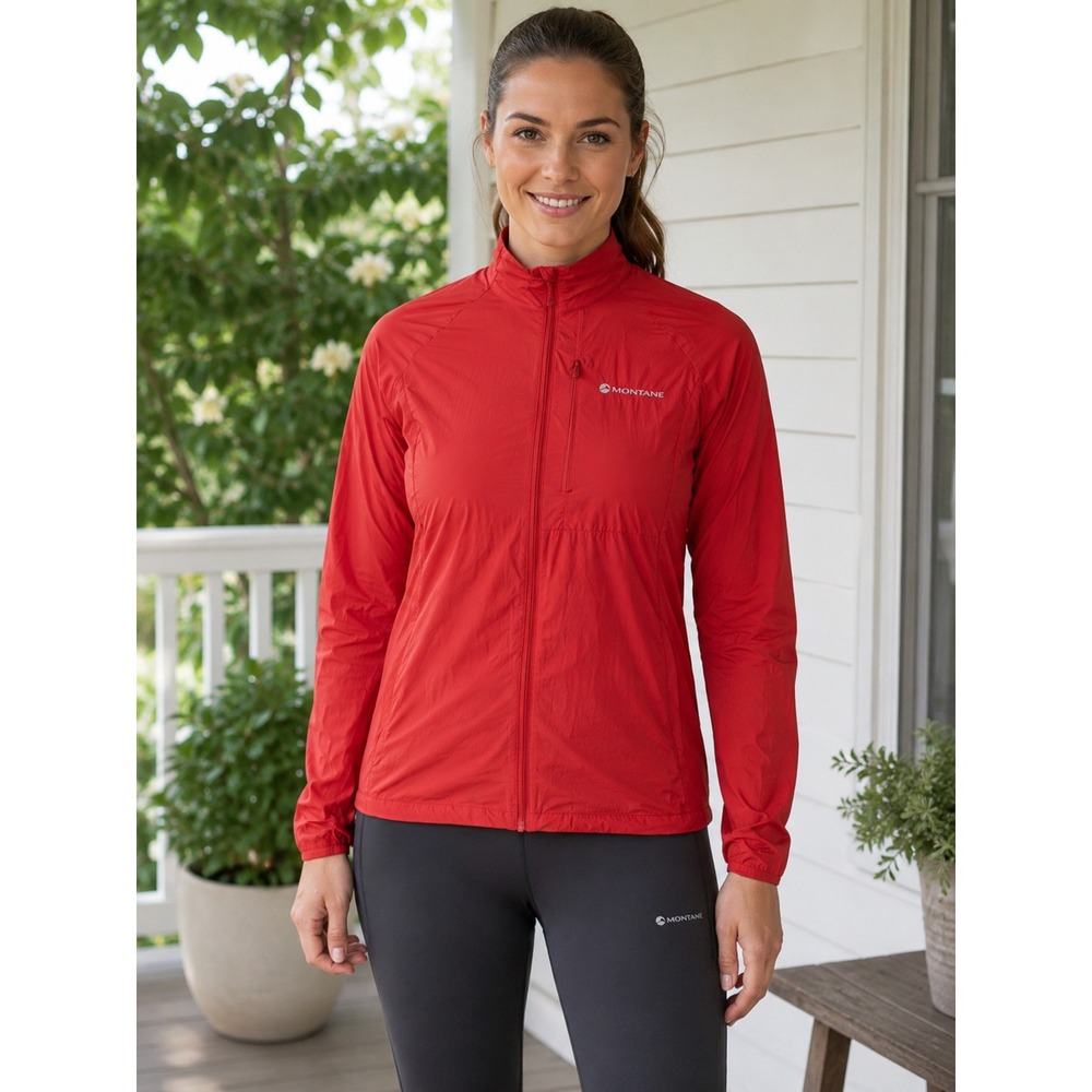 Montane Womens Red Full Zip Lightweight Windbreaker Jacket Size US 10 L